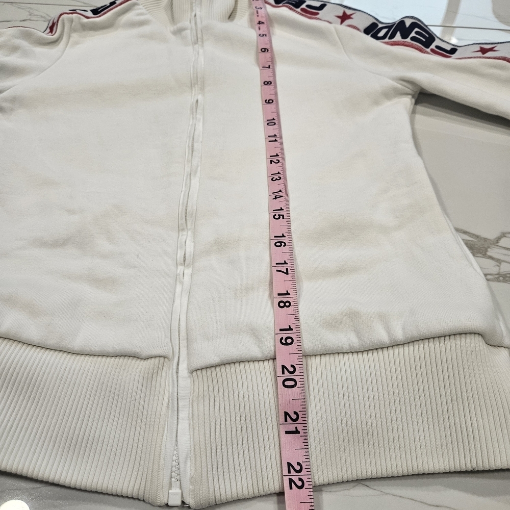 Fendi White Zip-Up Jacket with Logo Sleeves - Picture 15 of 16